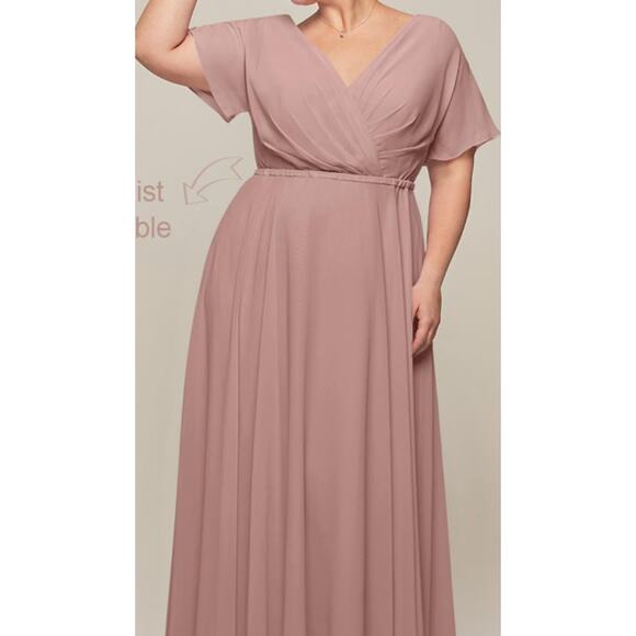 AW BRIDAL BRIDESMAID 6 S Dusty Rose pink Ginny  formal party maxi dress NEW B84 - Picture 1 of 9